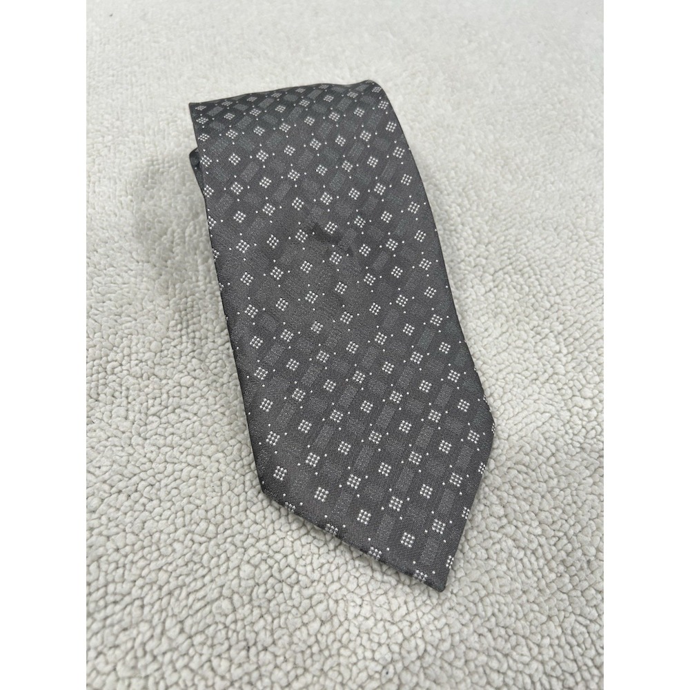 Alexander Lloyd Menswear Silk Men's Geometric Necktie Gray‎ Silver Geometric